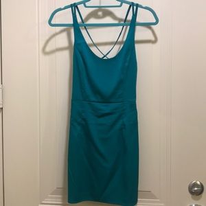 SEXY, open back, turquoise, fitted, mini dress